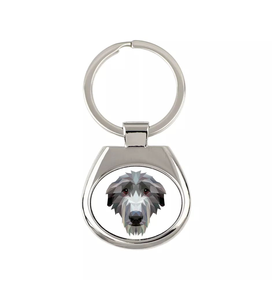 Deerhound, Schottischer Hirschhund, Scottish Deerhound - geometrischer Schlüsselanhänger mit Foto und Aufschrift Art-Dog