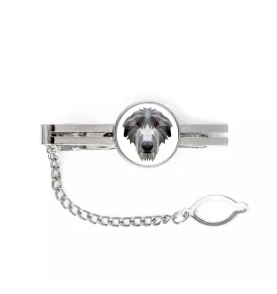 Deerhound, Scottish Deerhound - geometric tie clip with a picture and inscription from Art-Dog