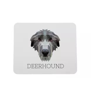 Deerhound, Schottischer Hirschhund, Scottish Deerhound - geometrisches Mauspad mit Bild und Aufschrift von Art-Dog