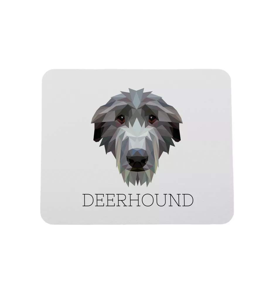 Deerhound, Schottischer Hirschhund, Scottish Deerhound - geometrisches Mauspad mit Bild und Aufschrift von Art-Dog