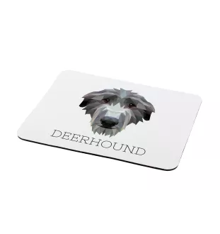 Deerhound, Schottischer Hirschhund, Scottish Deerhound - geometrisches Mauspad mit Bild und Aufschrift von Art-Dog