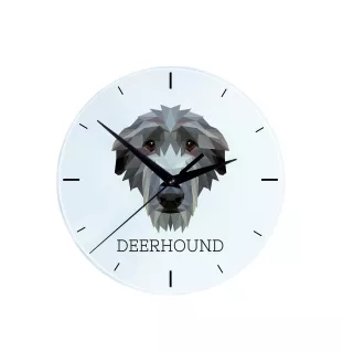 Deerhound, Scottish Deerhound - horloge murale géométrique avec photo et logo de la marque Art-Dog