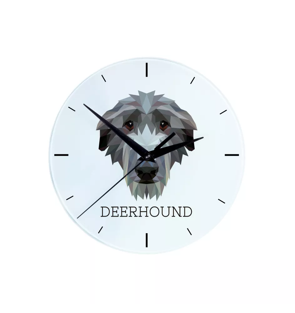Deerhound, Scottish Deerhound - geometric wall clock with a picture and the brand name Art-Dog