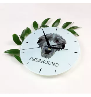 Deerhound, Scottish Deerhound - geometric wall clock with a picture and the brand name Art-Dog