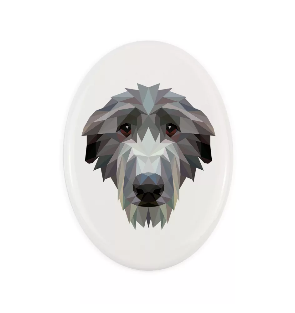 Deerhound, Schottischer Hirschhund, Scottish Deerhound - Fliese mit geometrischem Bild und Schriftzug der Marke Art-Dog