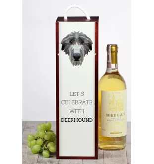 Deerhound, Scottish Deerhound - une boîte géométrique avec une photo et un texte pour le vin de la marque Art-Dog
