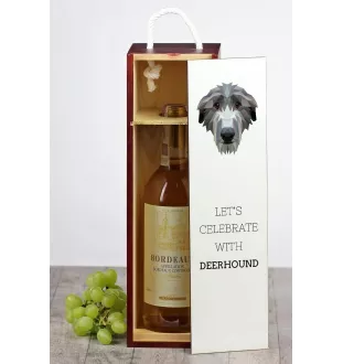 Deerhound, Scottish Deerhound - une boîte géométrique avec une photo et un texte pour le vin de la marque Art-Dog