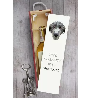 Deerhound, Schottischer Hirschhund, Scottish Deerhound - geometrische Box mit einem Bild und Schriftzug für Wein der Marke Art-Dog