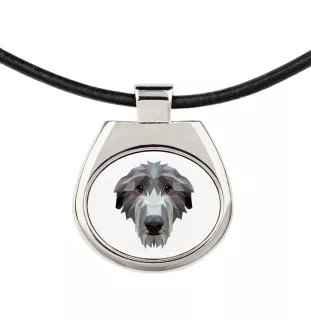 Deerhound, Schottischer Hirschhund, Scottish Deerhound - Halskette mit einem Foto und einem geometrischen Schriftzug der Marke Art-Dog