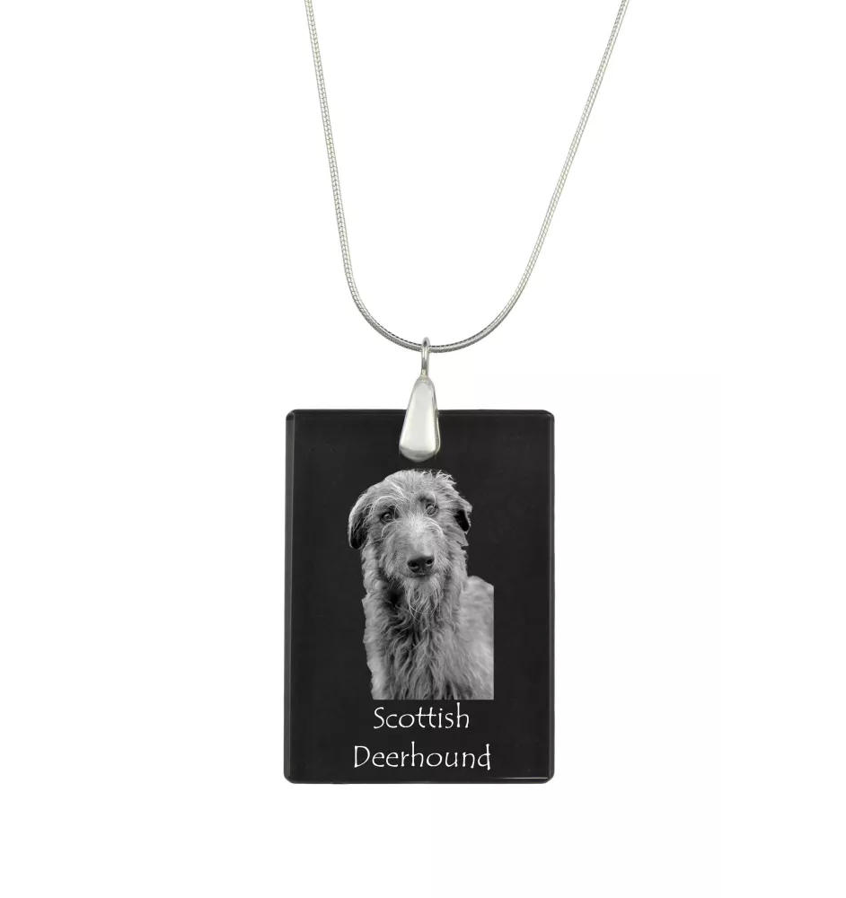 Deerhound, Scottish Deerhound - Crystal pendant with dog, silver necklace with photo, personalised pendant by Art-Dog brand