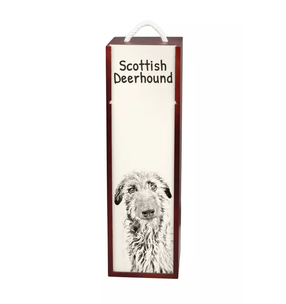 Deerhound, Scottish Deerhound - boîte à vin avec chien, boîte à alcool avec graphisme, boîte cadeau personnalisée de la marque Art-Dog