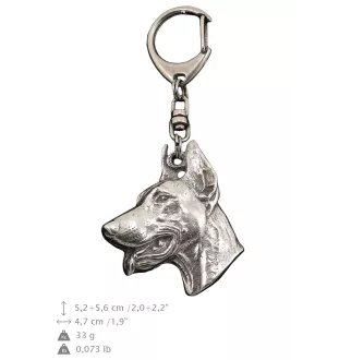 Dobermann I - Versilberter Schlüsselanhänger mit Hund, Handtaschen-Dekoration, Rucksack-Anhänger der Marke Art-Dog