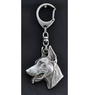 Dobermann, Doberman Pinscher, Dobie I - Silver-plated key ring with dog, handbag decoration, backpack pendant by Art-Dog brand