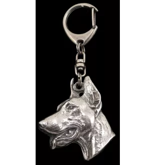 Dobermann I - Versilberter Schlüsselanhänger mit Hund, Handtaschen-Dekoration, Rucksack-Anhänger der Marke Art-Dog