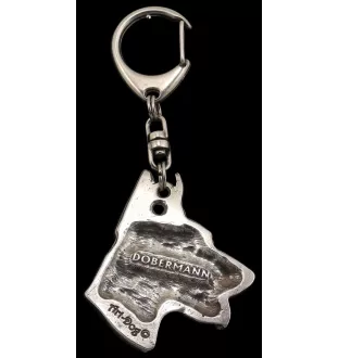Dobermann, Doberman Pinscher, Dobie I - Silver-plated key ring with dog, handbag decoration, backpack pendant by Art-Dog brand