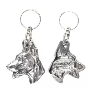 Dobermann, Doberman Pinscher, Dobie I - Silver-plated dog pendant, handbag decoration, backpack pendant by Art-Dog brand