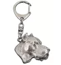Dogo Argentino - Silver-plated key ring with dog, handbag decoration, backpack pendant by Art-Dog brand