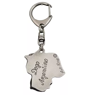 Dogo Argentino - Silver-plated key ring with dog, handbag decoration, backpack pendant by Art-Dog brand