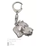 Dogo Argentino - Silver-plated key ring with dog, handbag decoration, backpack pendant by Art-Dog brand