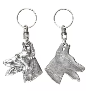 Dobermann - Versilberte Hund Anhänger, Handtasche Dekoration, Rucksack-Anhänger von Art-Dog Marke