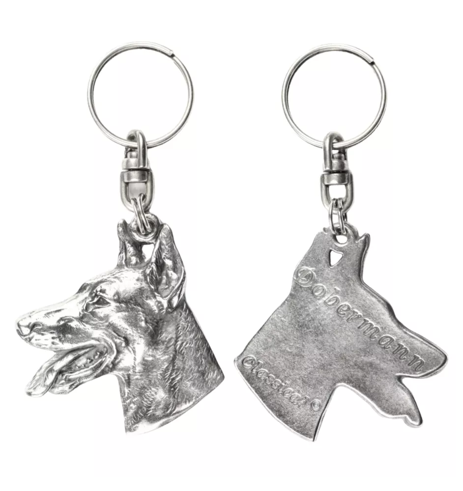 Dobermann - Versilberte Hund Anhänger, Handtasche Dekoration, Rucksack-Anhänger von Art-Dog Marke