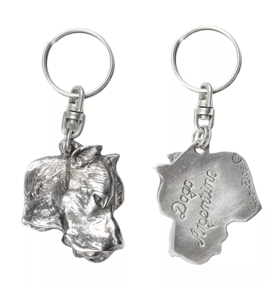 Dogue argentin, Dogo argentino - Pendentif chien argenté, décoration de sac à main, pendentif sac à dos par la marque Art-Dog