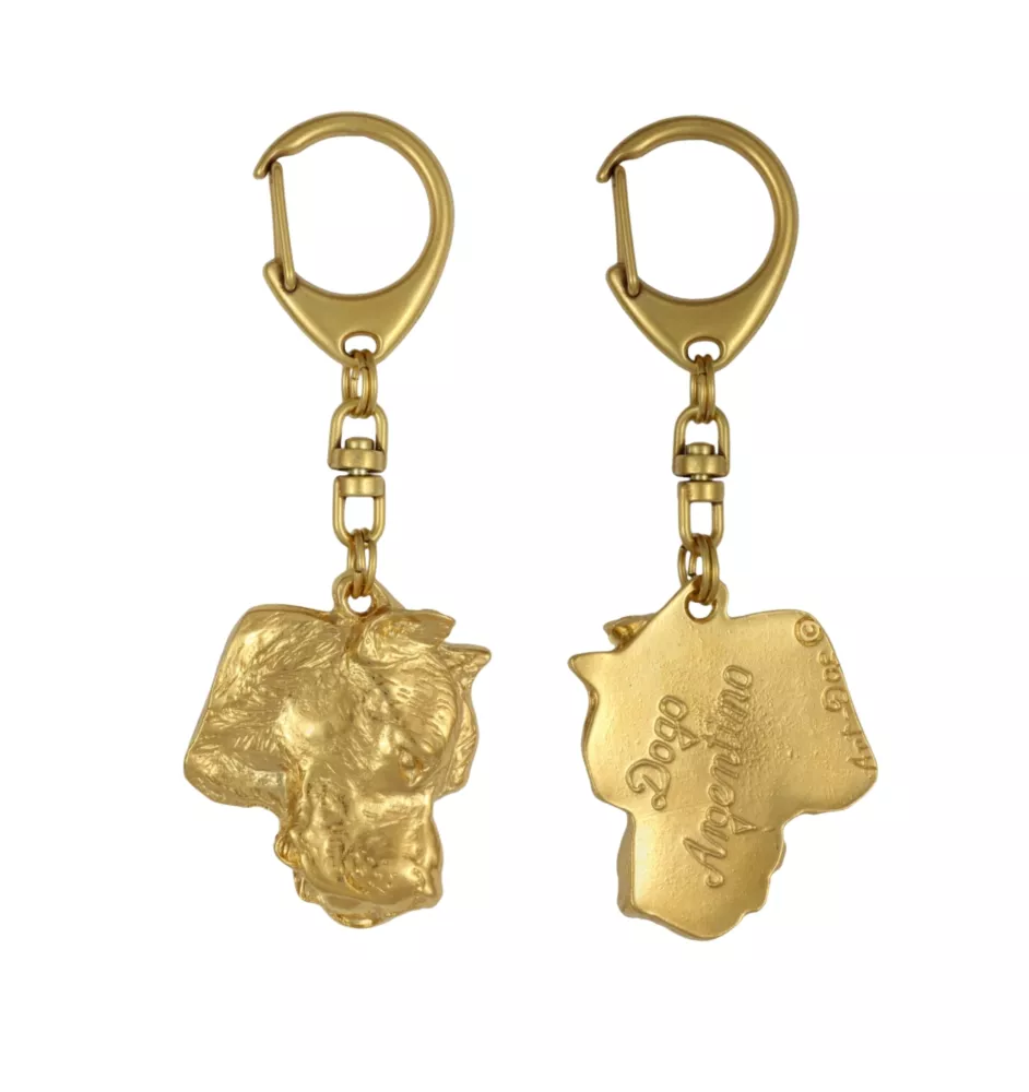 Dogue argentin, Dogo argentino - Porte-clés doré avec chien, décoration de sac à main, accessoire de luxe de la marque Art-Dog