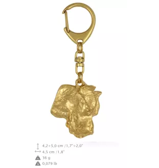 Dogue argentin, Dogo argentino - Porte-clés doré avec chien, décoration de sac à main, accessoire de luxe de la marque Art-Dog