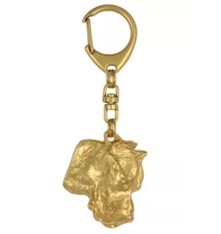 Dogo Argentino - Gilded key ring with dog in gift box, handbag decoration, luxury accessory by Art-Dog brand