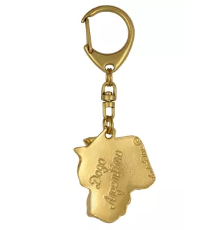 Dogo Argentino - Gilded key ring with dog in gift box, handbag decoration, luxury accessory by Art-Dog brand