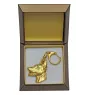 Dobermann, Doberman Pinscher, Dobie - Gilded key ring with dog in gift box, handbag decoration, luxury accessory by Art-Dog brand