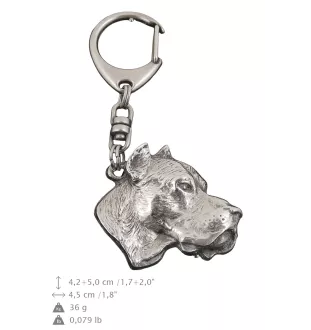 Dogo Argentino - Silver-plated key ring with a dog in a gift box, handbag decoration, backpack pendant by Art-Dog brand