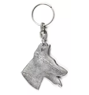 Dobermann, Dobermann Pinscher - Pendentif argenté avec un chien dans une boîte décorative, décoration de sac à main, pendentif de sac à dos par la marque Art-Dog