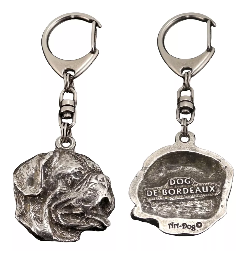 Dogue de Bordeaux, French Mastiff, Bordeauxdog I - Silver-plated key ring with dog, handbag decoration, backpack pendant by Art-Dog brand