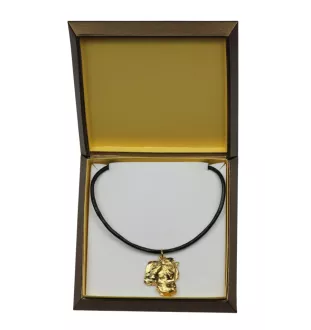 Argentinische Dogge, Dogo Argentino - Hundehalsband in Geschenkbox, vergoldeter Anhänger für Hundefans, auffälliger Schmuck von Art-Dog