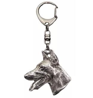 Dobermann, Dobermann Pinscher - Porte-clés argenté avec un chien dans une boîte cadeau, décoration de sac à main, pendentif de sac à dos par la marque Art-Dog