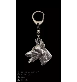 Dobermann - Versilberter Schlüsselanhänger mit Hund in einer Geschenkbox, Handtaschenschmuck, Rucksackanhänger der Marke Art-Dog