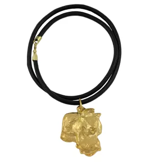 Dogue argentin, Dogo argentino - Collier pour chien, pendentif plaqué or pour fan de chien, bijoux uniques de la marque Art-Dog