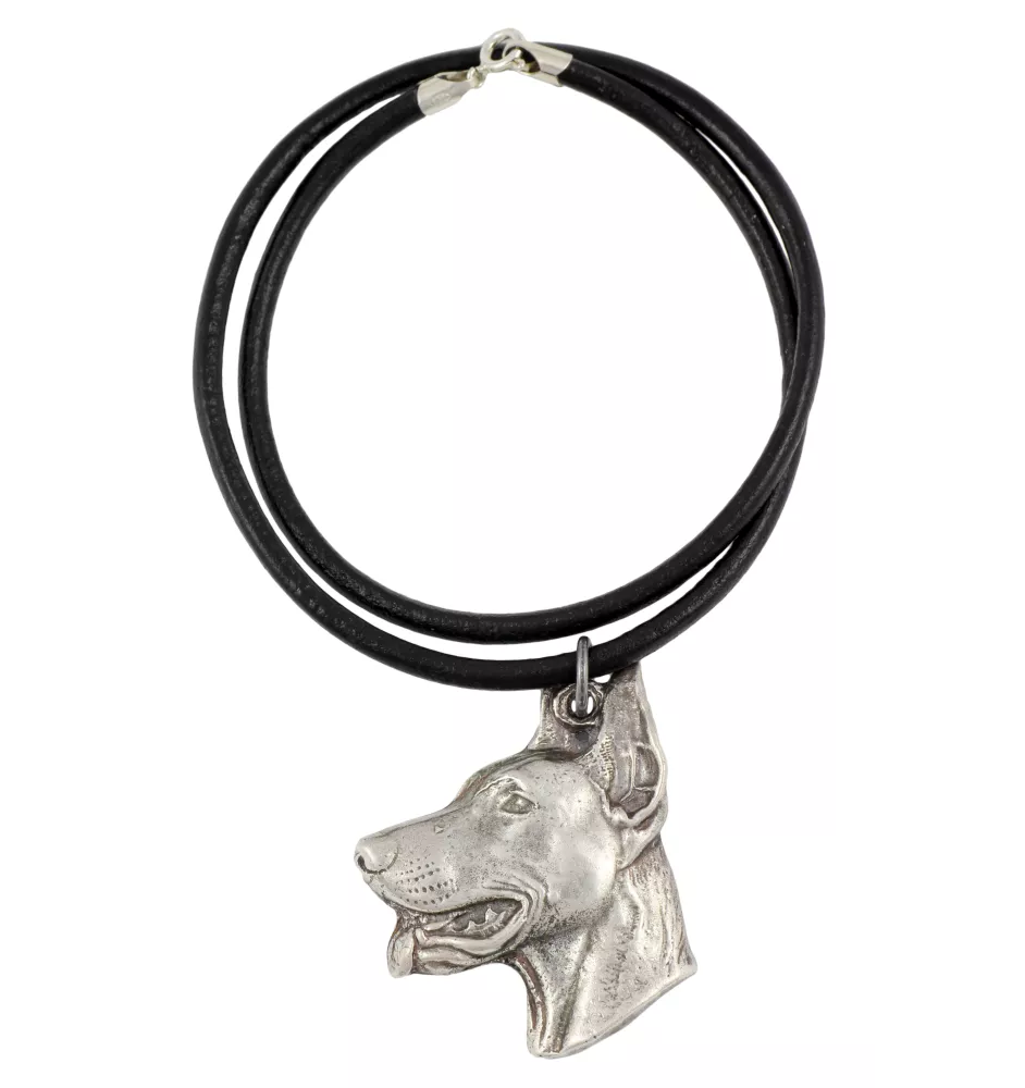 Dobermann, Doberman Pinscher, Dobie I - Necklace with dog, silver-plated pendant for dog fan, unique jewelry by Art-Dog brand
