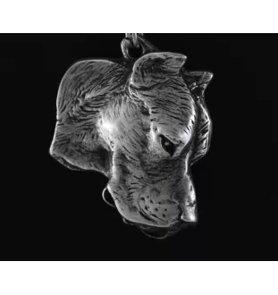 Argentinische Dogge, Dogo Argentino - Hundehalsband in Geschenkbox, versilbertes Medaillon für Hundefans, markanter Anhänger der Marke Art-Dog