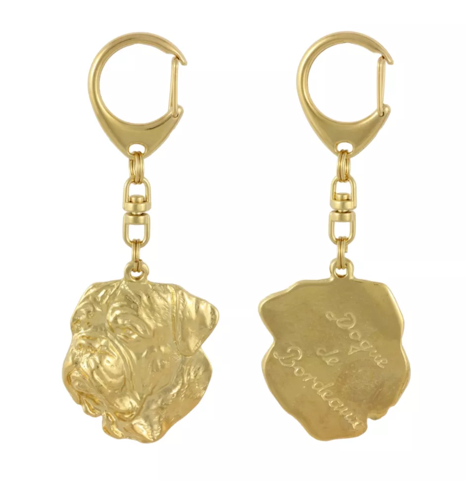 Dogue de Bordeaux II - Porte-clés doré avec chien, décoration de sac à main, accessoire de luxe de la marque Art-Dog