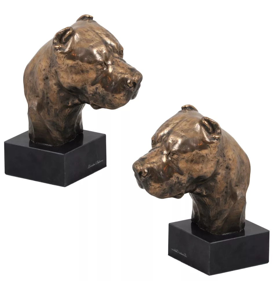 Dogo Argentino - Dog statue, bust on stone base, sculpture, trophy for dog show by Art-Dog brand