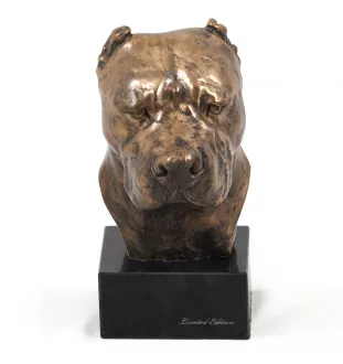 Dogue argentin, Dogo argentino - Statue de chien, buste sur socle en pierre, sculpture, trophée pour exposition canine par la marque Art-Dog