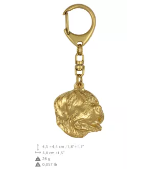 Dogue de Bordeaux I - Porte-clés doré avec chien dans boîte cadeau, décoration de sac à main, accessoire de luxe de la marque Art-Dog