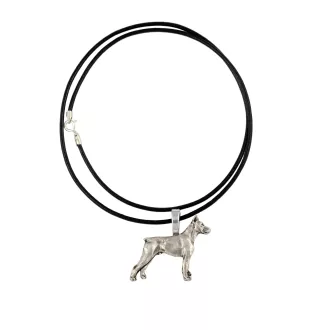 Dobermann - Hundehalsband, versilberter Anhänger für den Hundeliebhaber, dezenter Schmuck von Art-Dog