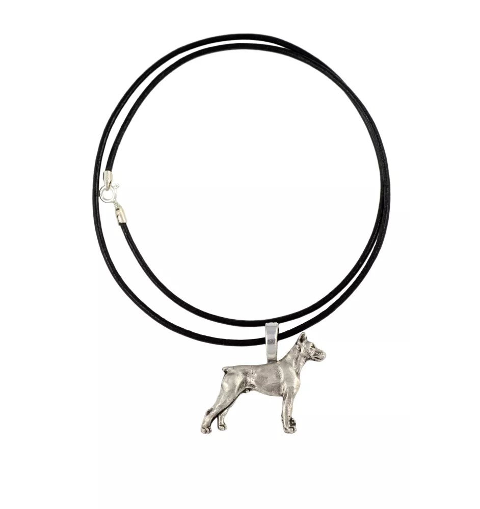 Dobermann - Hundehalsband, versilberter Anhänger für den Hundeliebhaber, dezenter Schmuck von Art-Dog