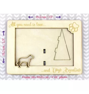 Dogue argentin, Dogo argentino - Cadre photo, cadre en bois gravé, un joli gadget pour l'amoureux des chiens par Art-Dog
