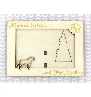 Dogue argentin, Dogo argentino - Cadre photo, cadre en bois gravé, un joli gadget pour l'amoureux des chiens par Art-Dog