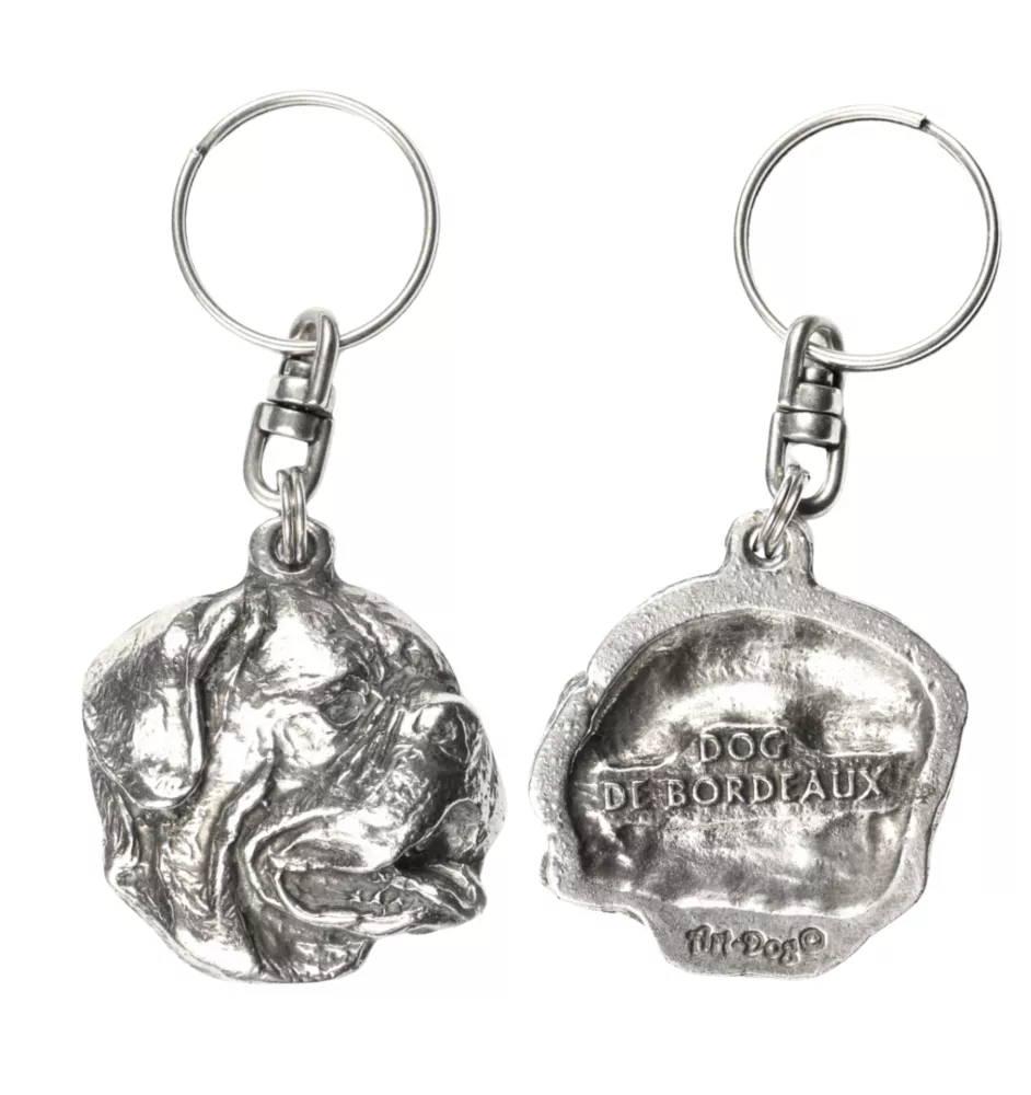 Dogue de Bordeaux, French Mastiff, Bordeauxdog I - Silver-plated pendant with a dog in a decorative box, handbag decoration, backpack pendant by Art-Dog brand