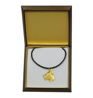 Dobermann, Dobermann Pinscher I - Collier de chien dans une boîte cadeau, pendentif plaqué or pour les fans de chiens, bijoux remarquables par Art-Dog